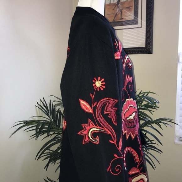 Indigo Moon Embroidered Long Women Plus Size Jacket 1X - Picture 5 of 7